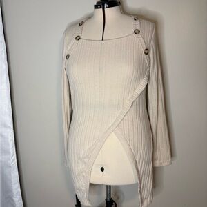 Elegant Cream Sweater with Button Accents